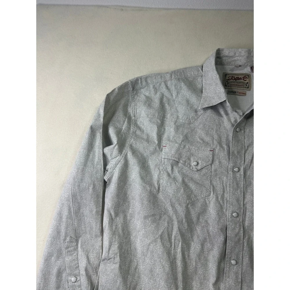 Rafter C Cowboy Collection Mens XXL Grey Paisley ProFlex Western Pearl Snap